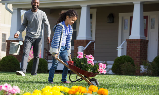 Young girl gardening